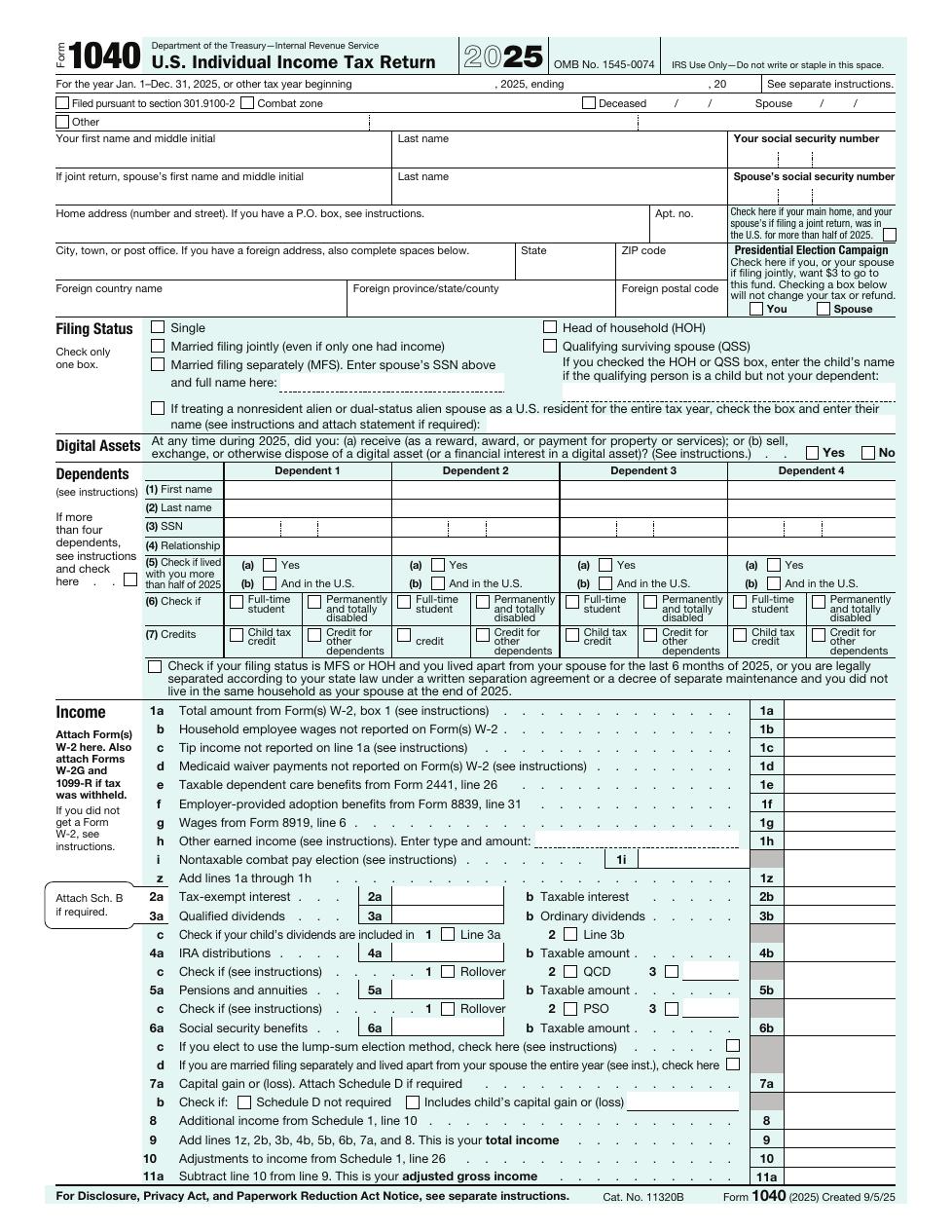 Form 1040 PDF preview