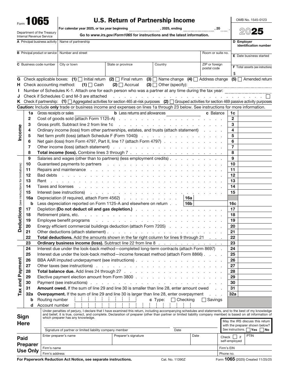 Form 1065 PDF preview