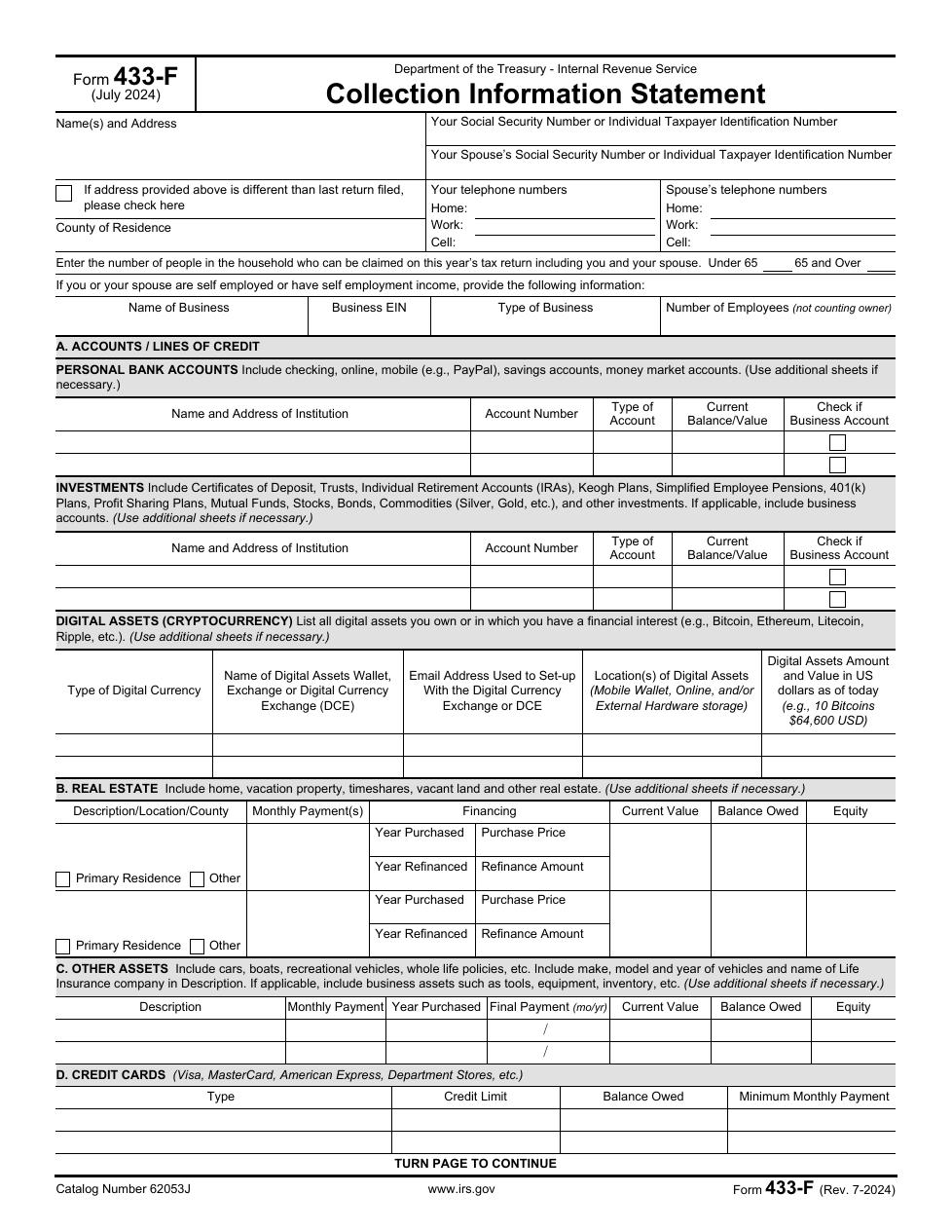 Form 433 F PDF preview