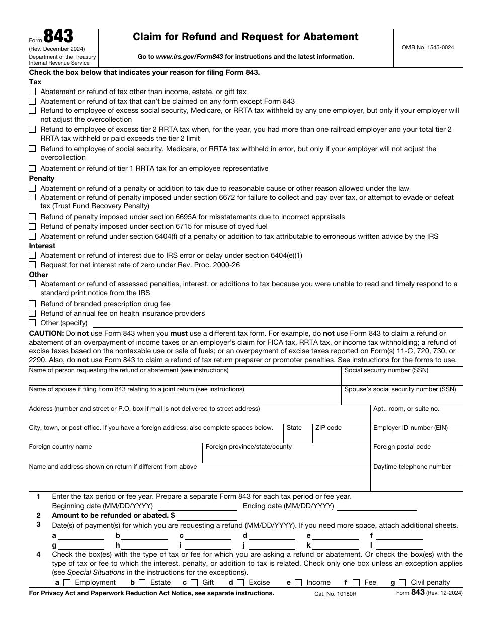 Form 843 PDF preview