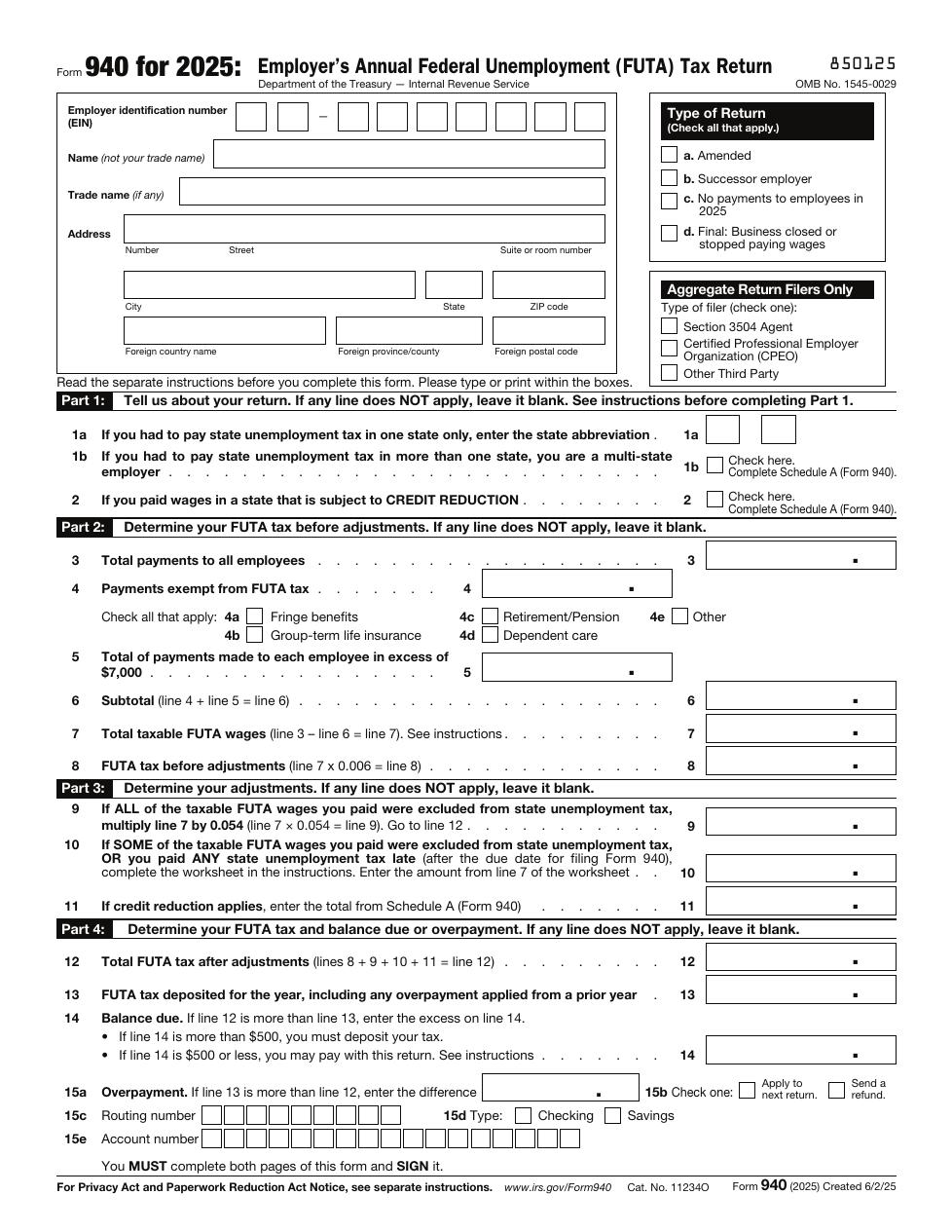 Form 940 PDF preview