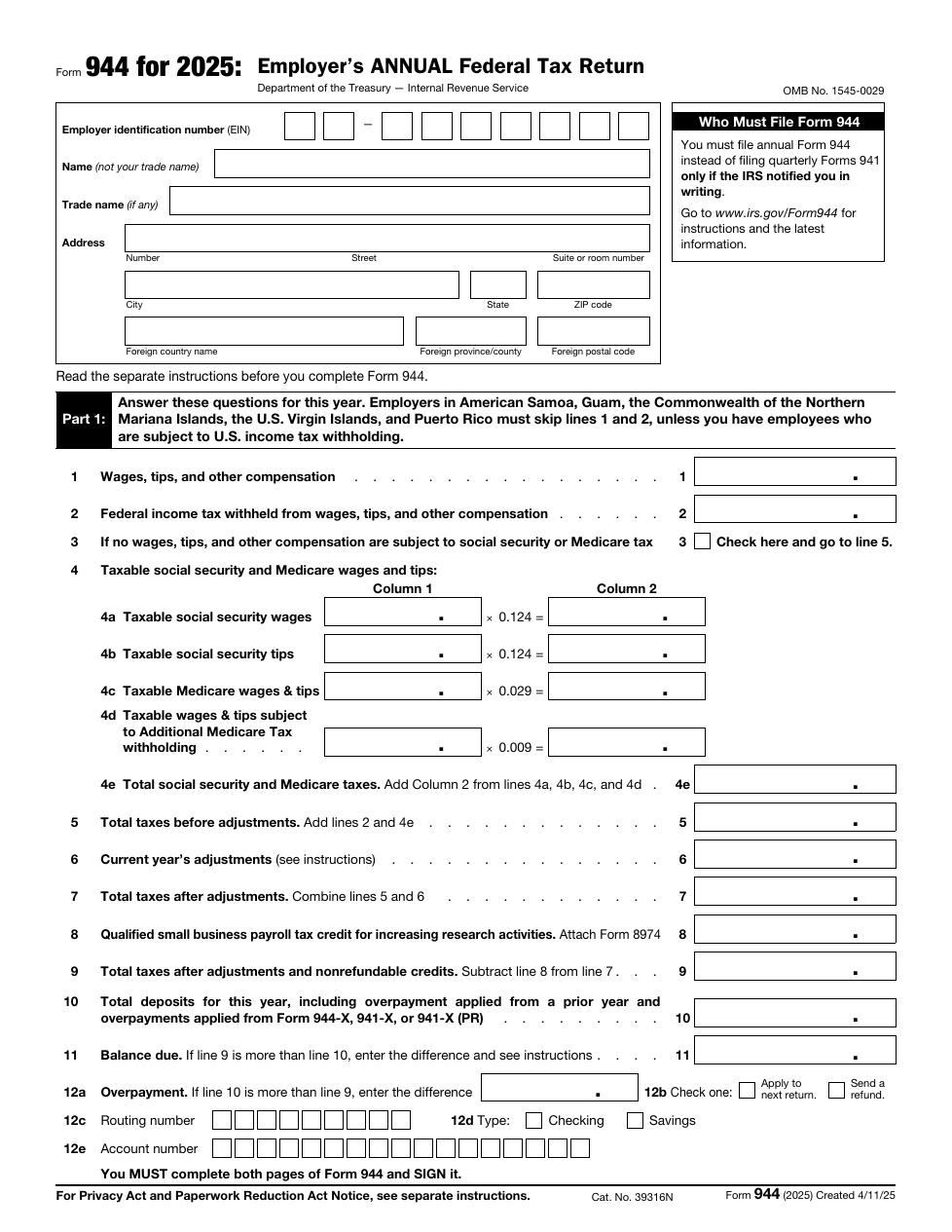 Form 944 PDF preview