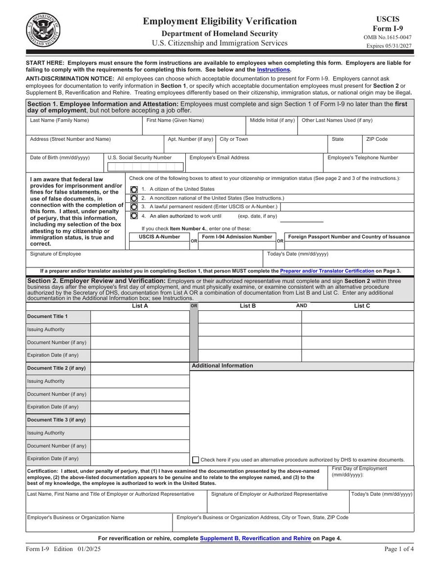 Form I-9 PDF preview