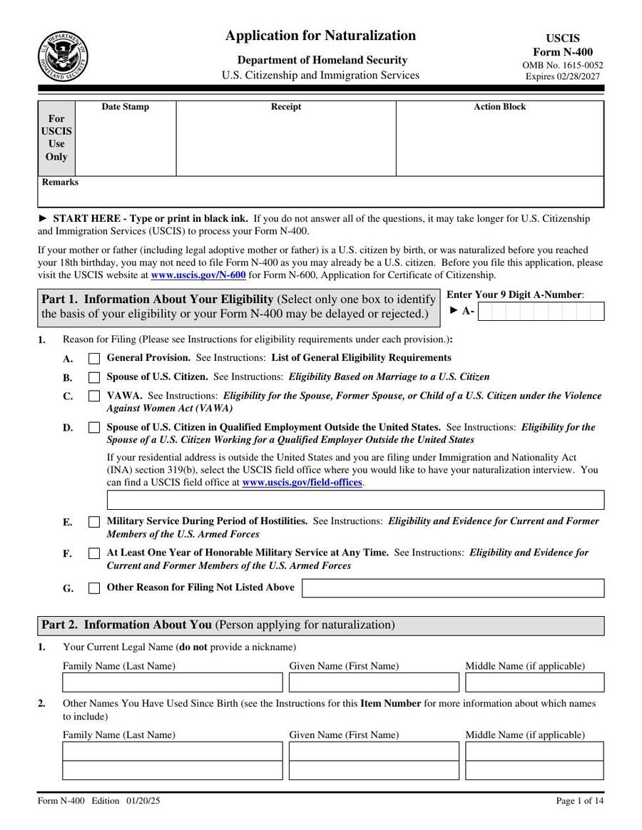 Form N-400 PDF preview