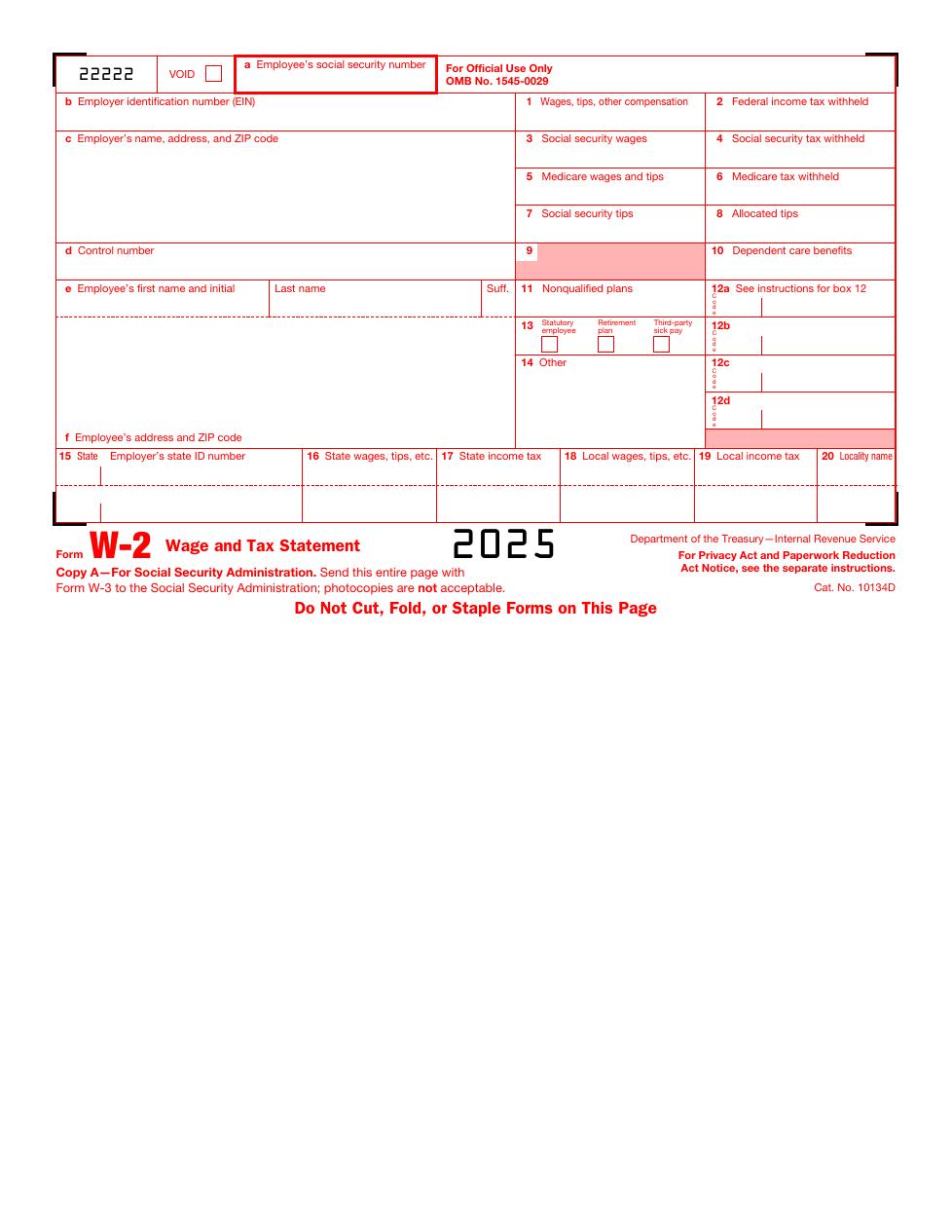 Form W-2 PDF preview